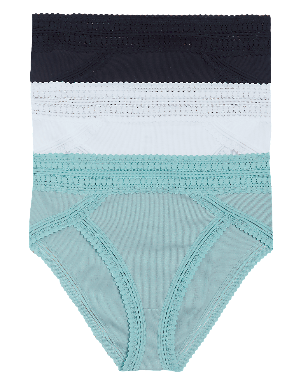 3pk Anise Lace High Waist High Leg Knickers