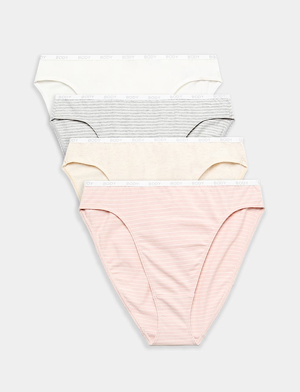 4pk Cotton Rich High Leg Knickers