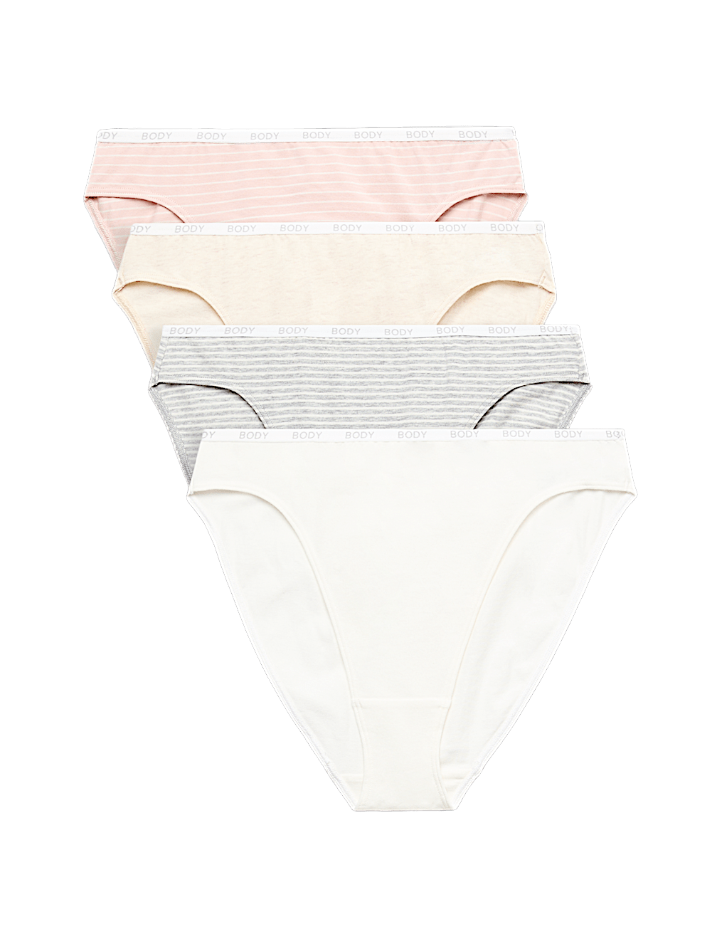 4pk Cotton Rich High Leg Knickers