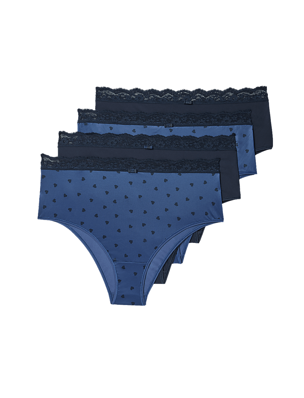 4pk Heart Print Brazilian Knickers