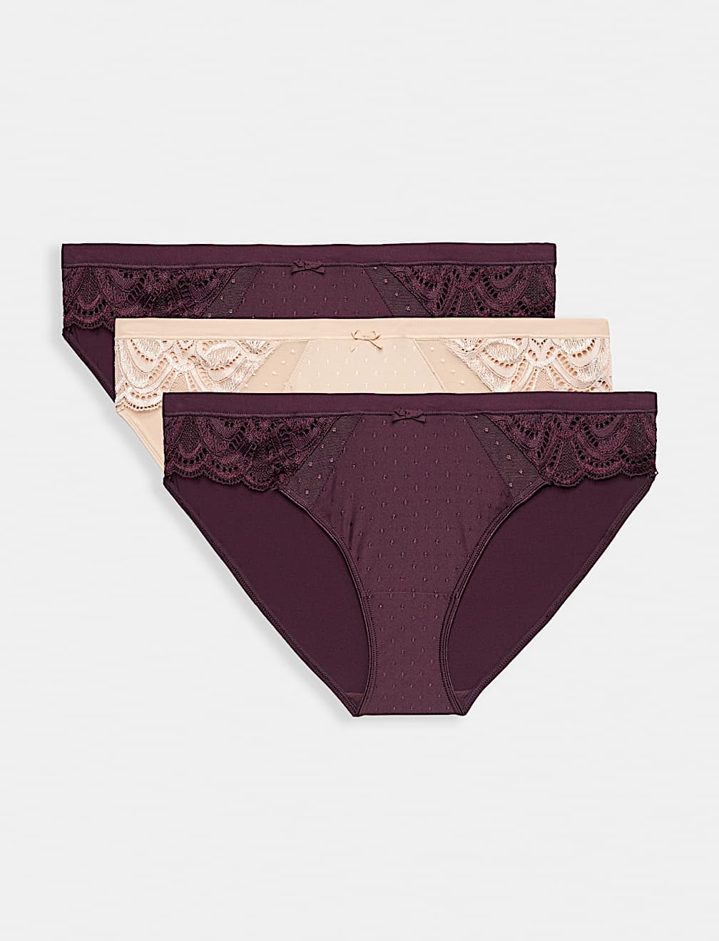 3pk Amelia Lace Bikini Knickers