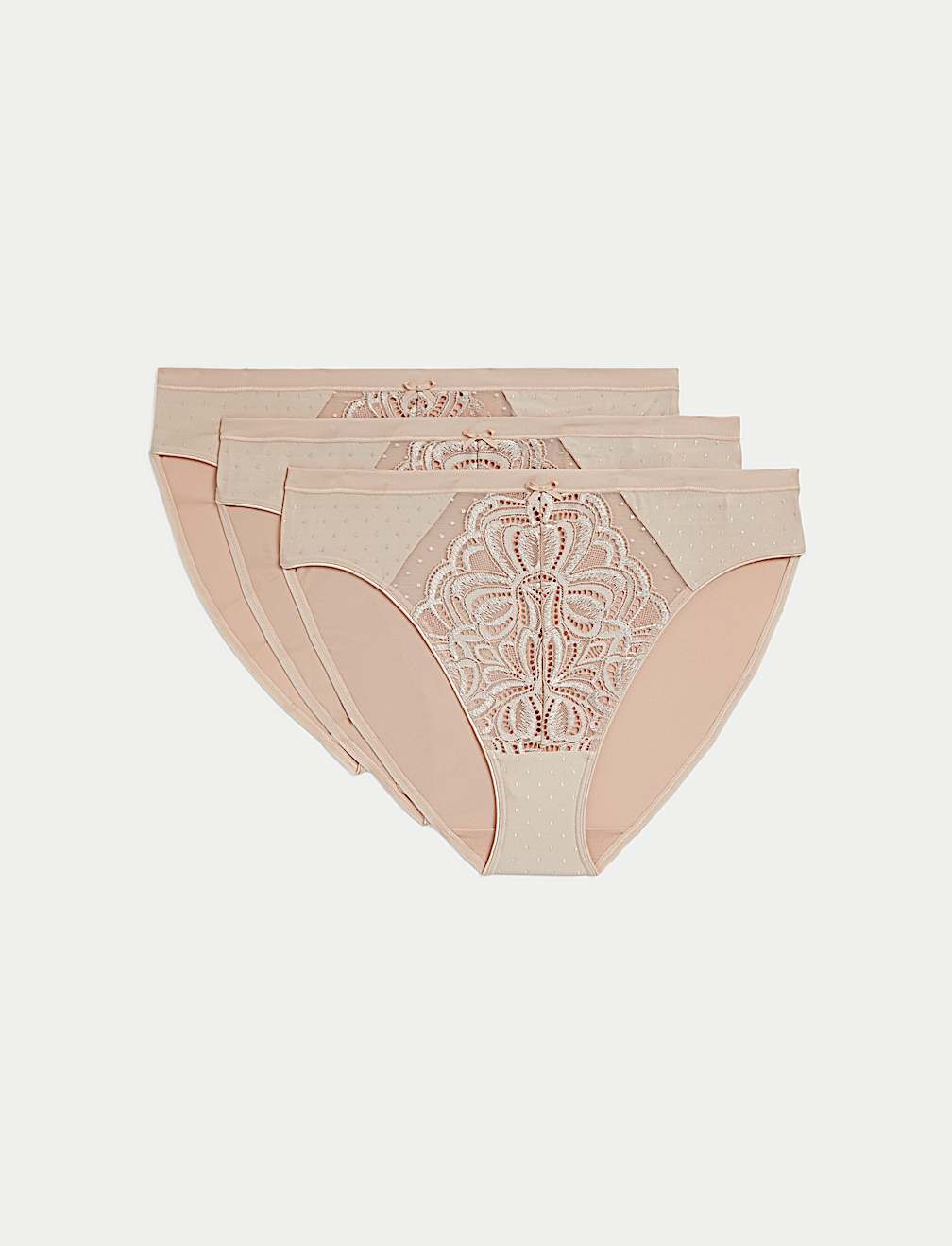 3pk Amelia Lace High Leg Knickers