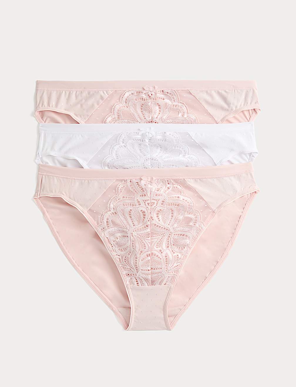 3pk Amelia Lace High Leg Knickers