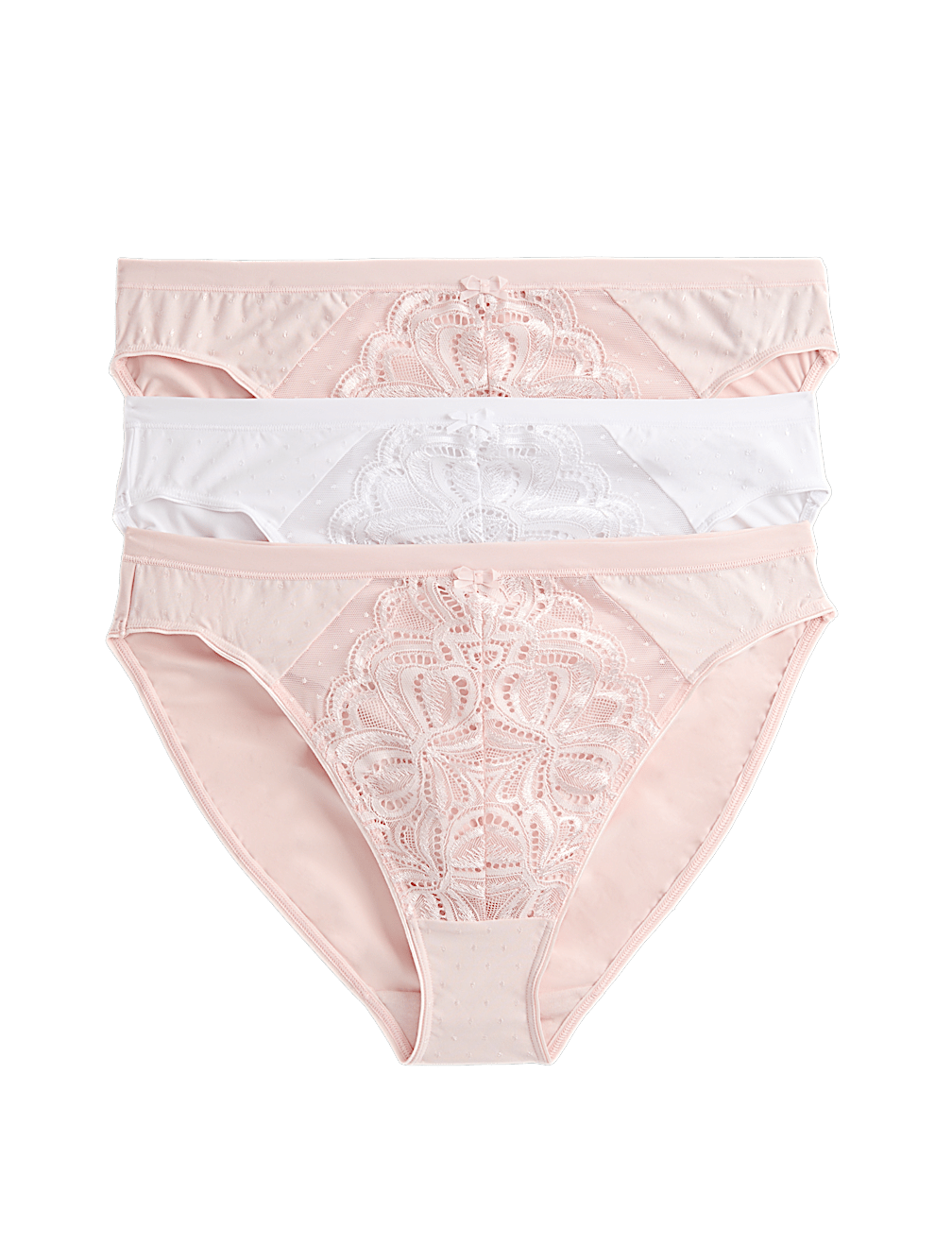 3pk Amelia Lace High Leg Knickers