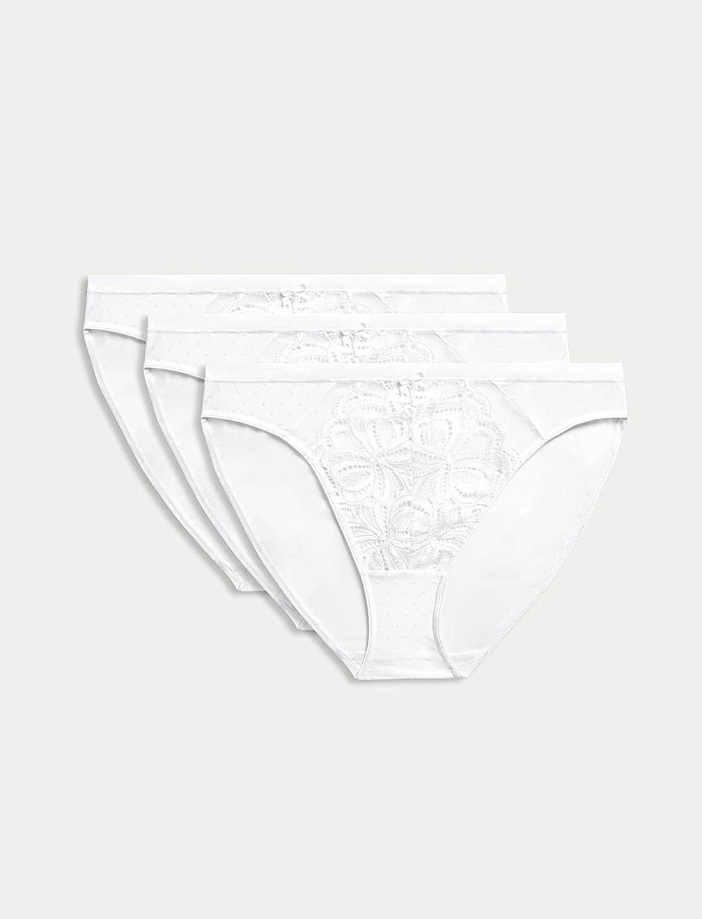 3pk Amelia Lace High Leg Knickers