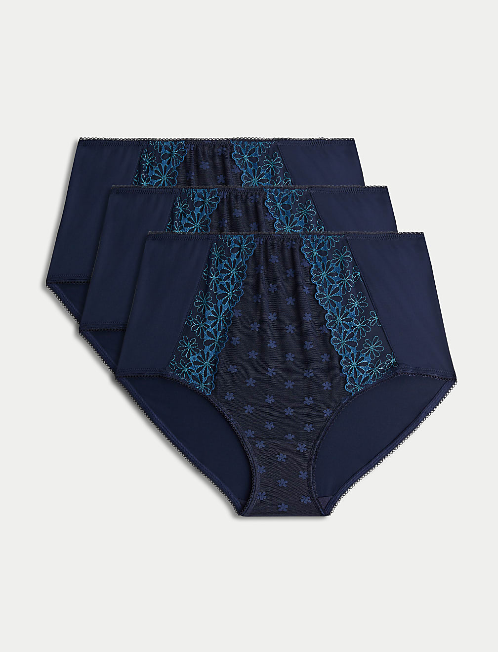 3pk Daisy Embroidery Full Briefs