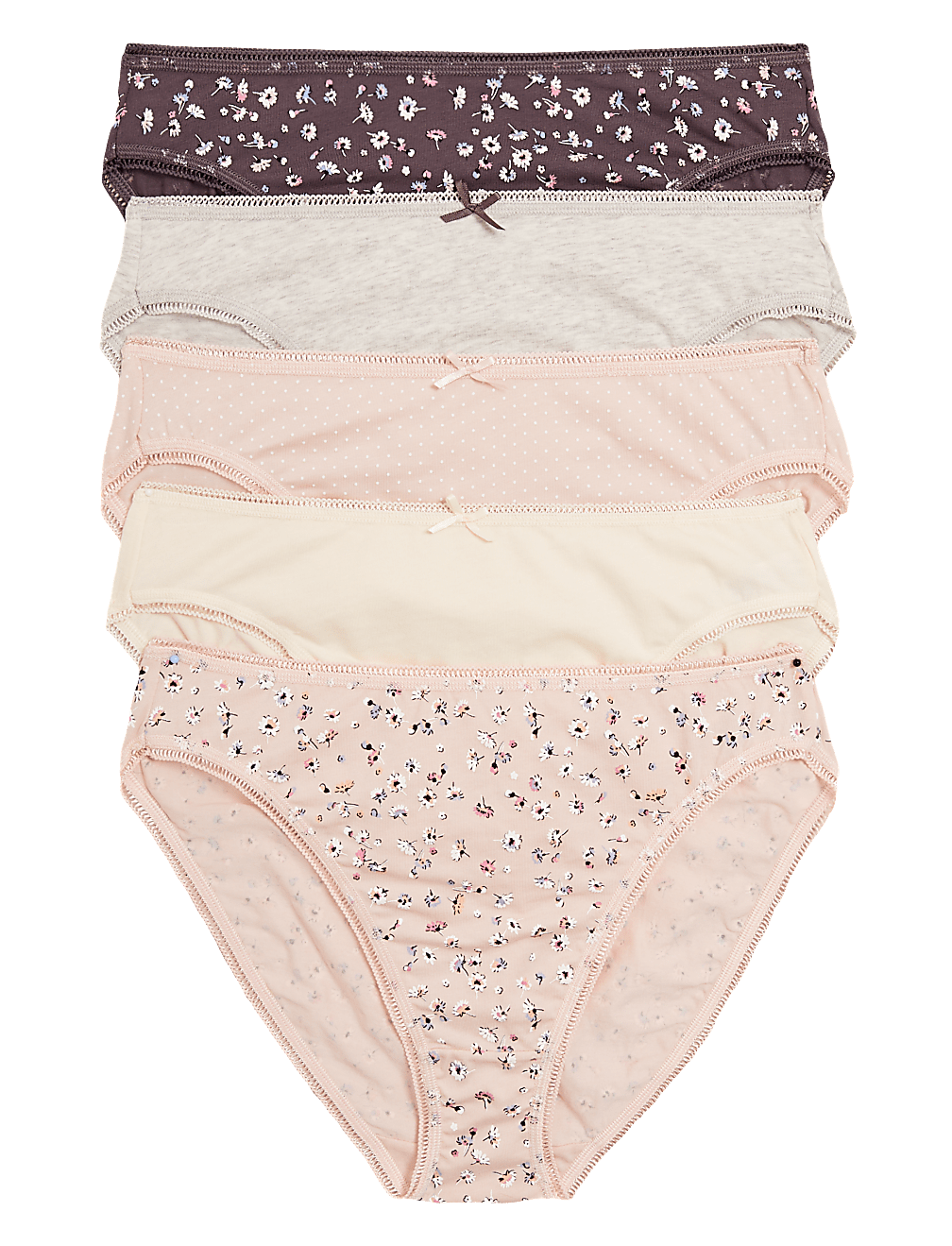 5pk Cotton Lycra® High Leg Knickers