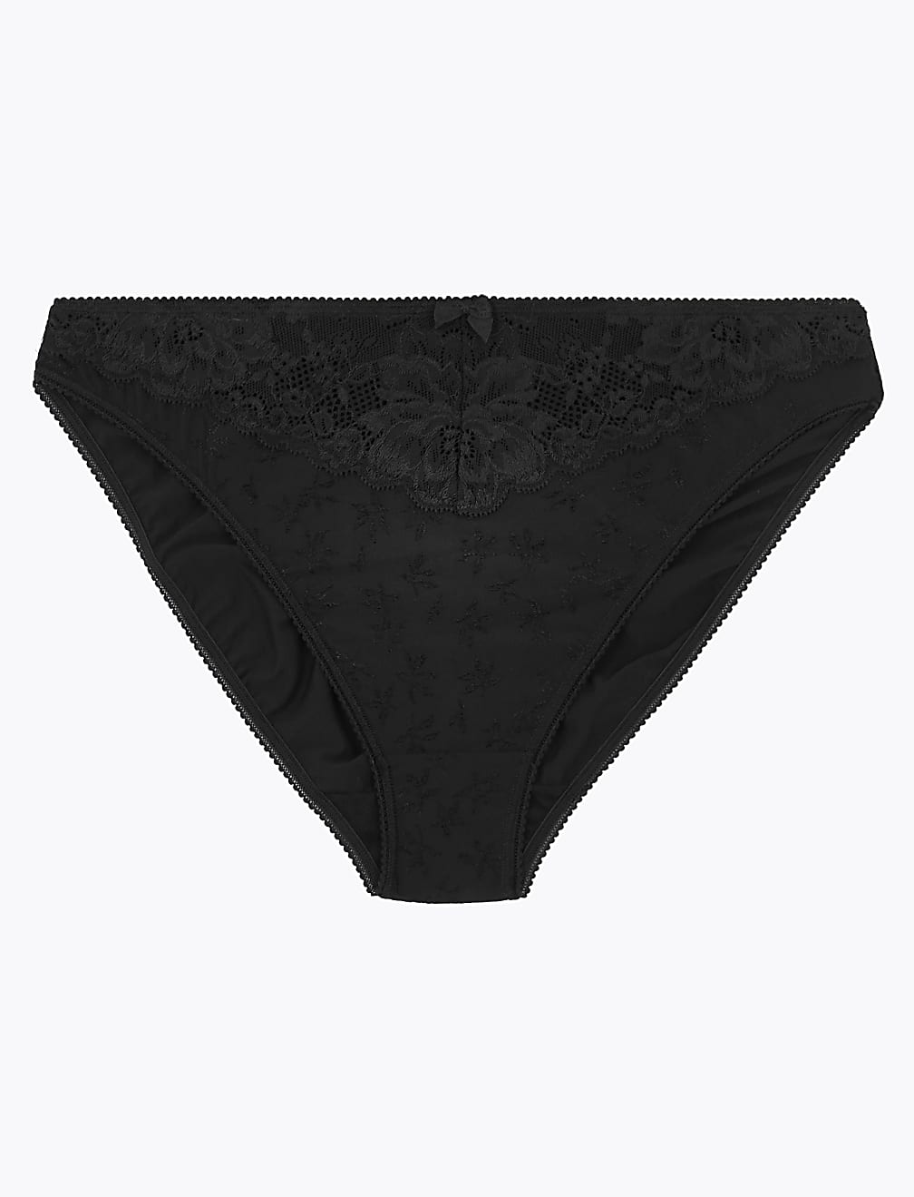 Jacquard & Lace Trim High Leg Knickers