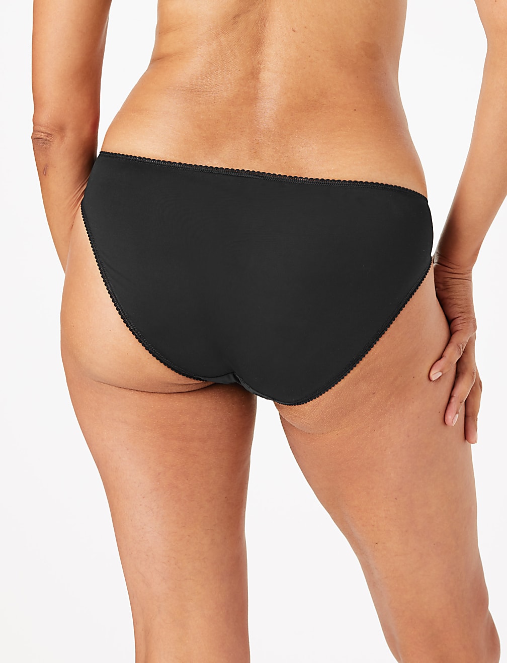 Jacquard & Lace Trim High Leg Knickers