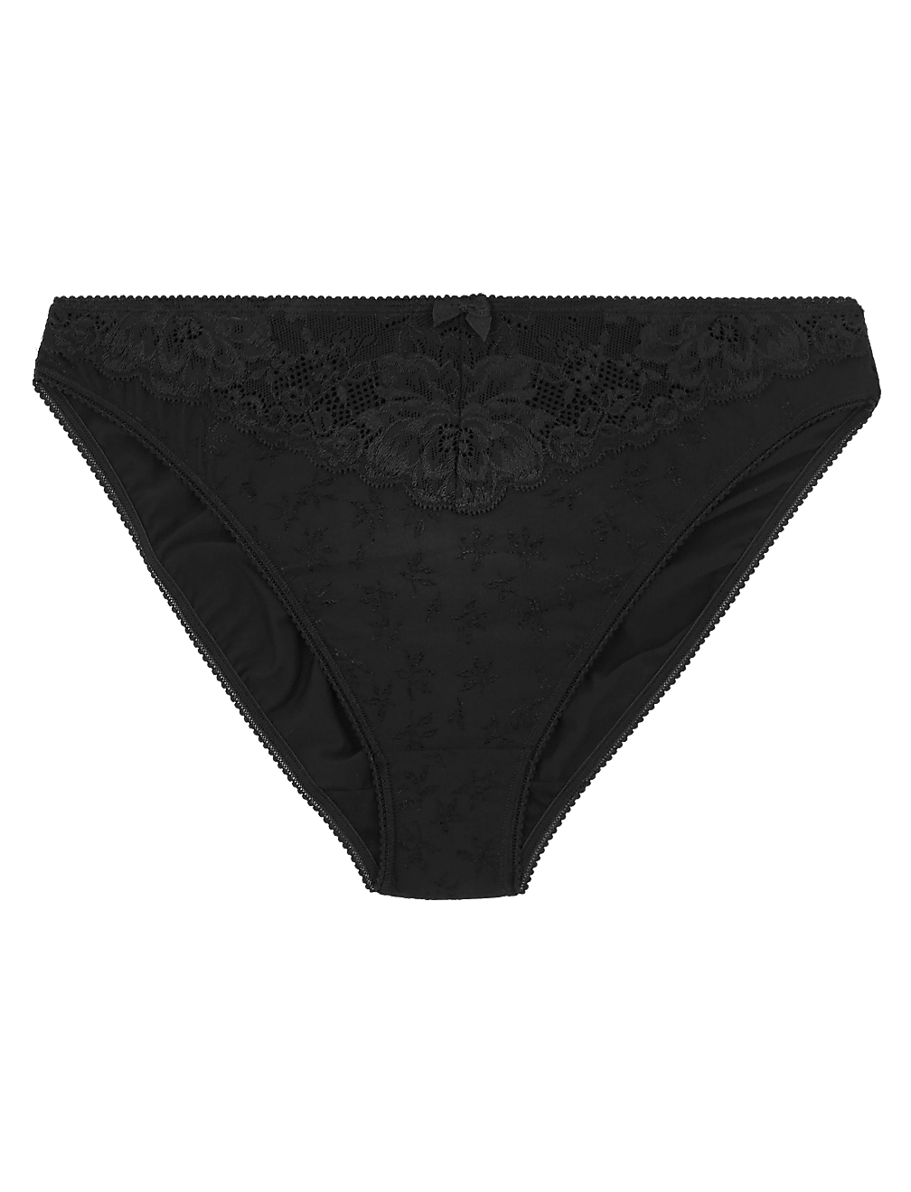 Jacquard & Lace Trim High Leg Knickers