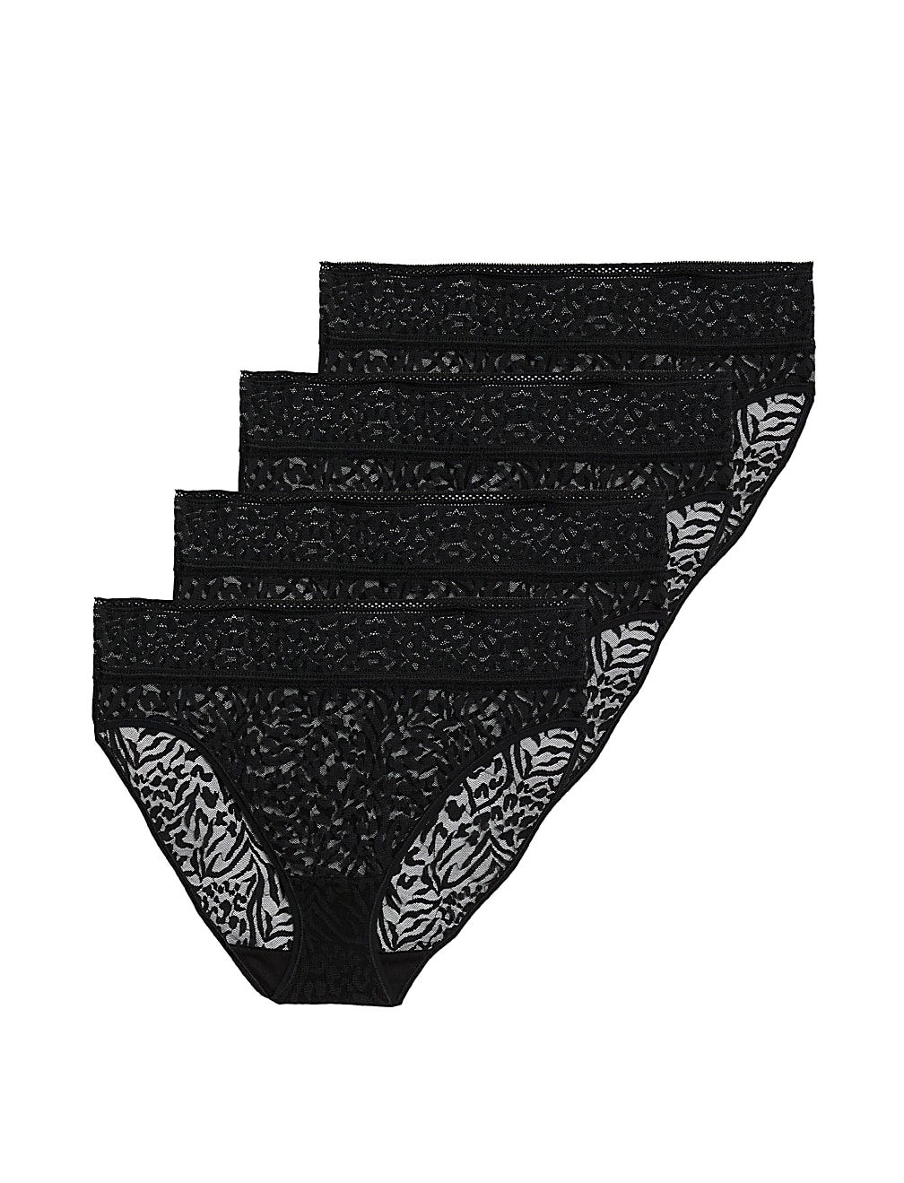 4pk All Over Lace High Leg Knickers
