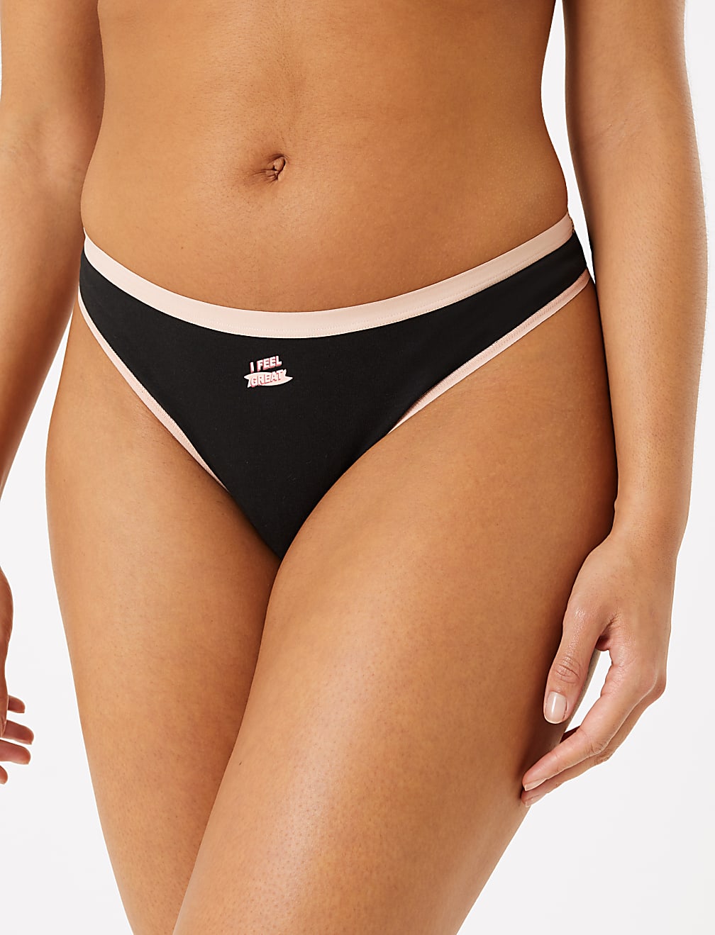 5 Pack Cotton Lycra Slogan Thongs