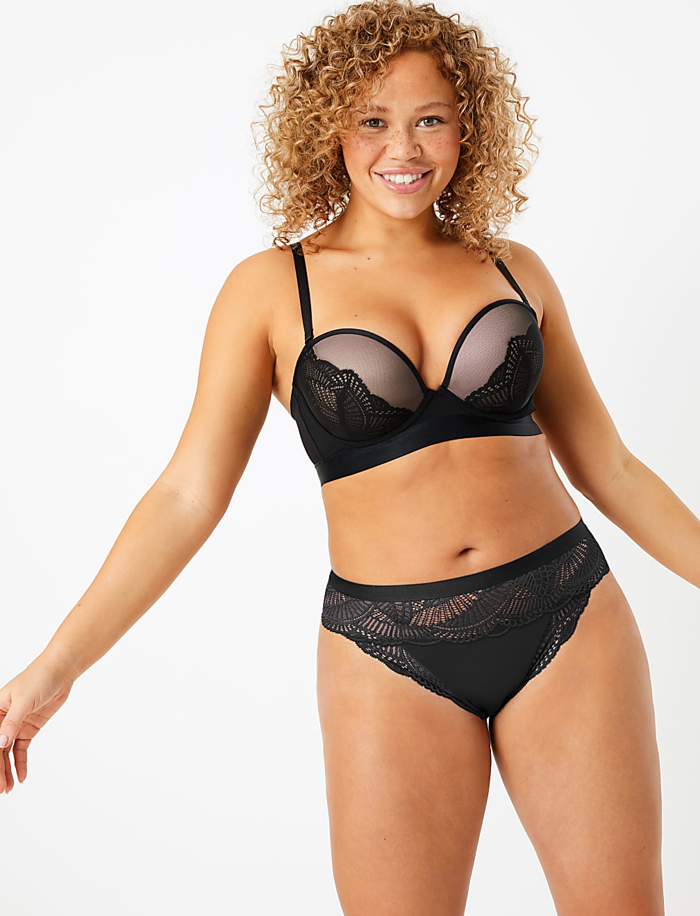 Sheer Lace High Leg Knickers