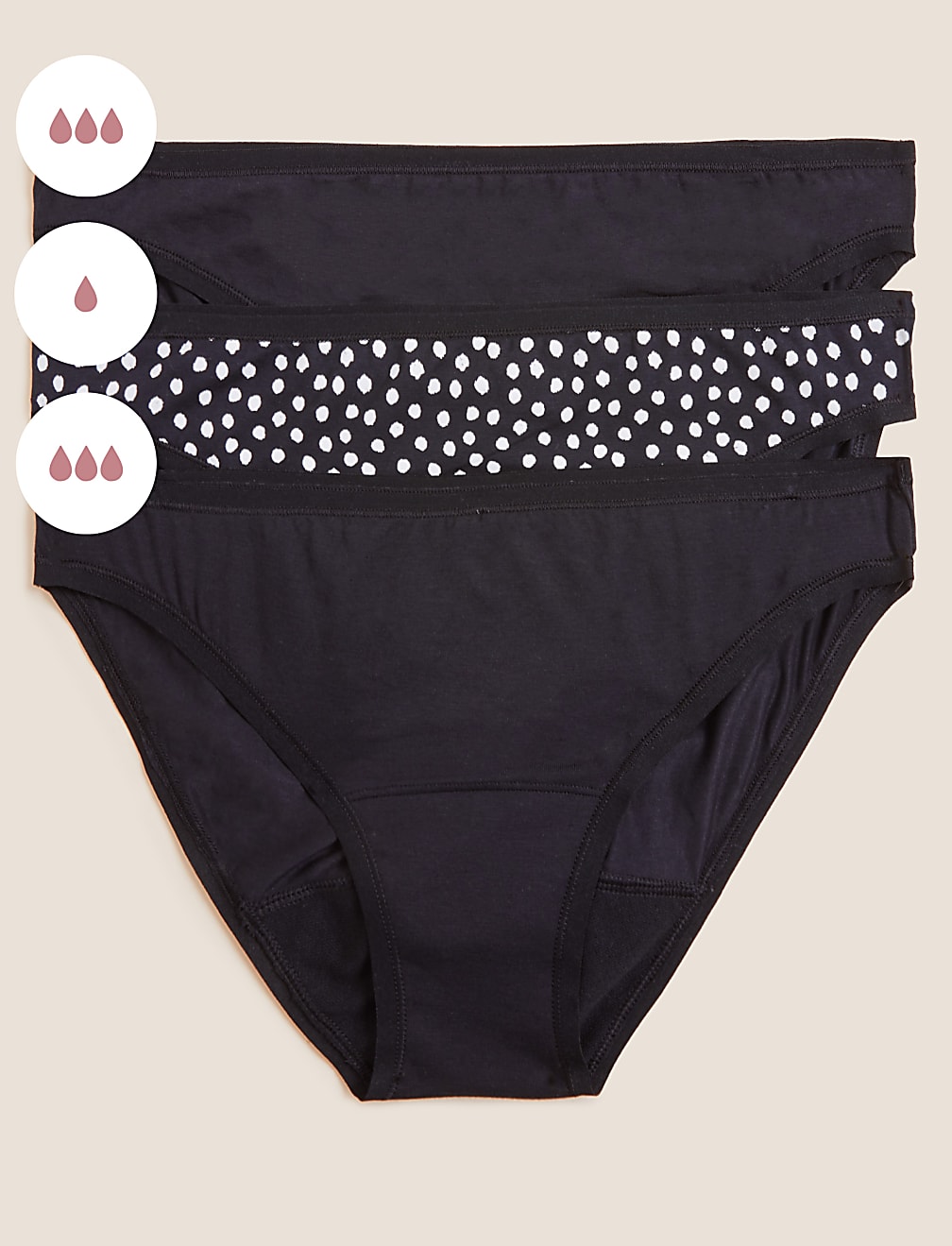 3pk Mixed Absorbency Period Bikini Knickers