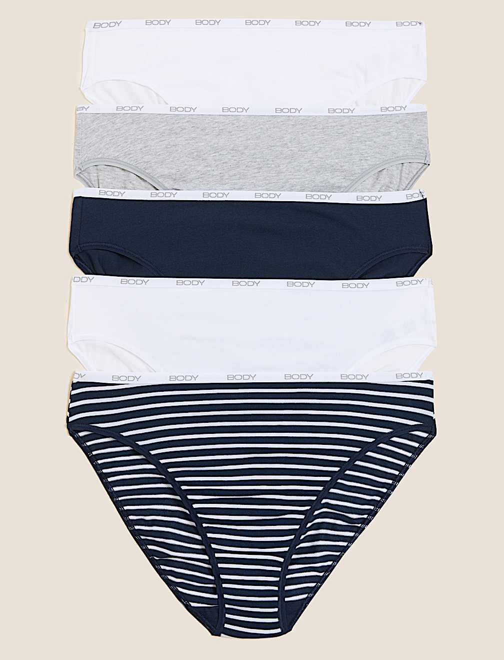 5pk Supima Cotton Body High Leg Knickers