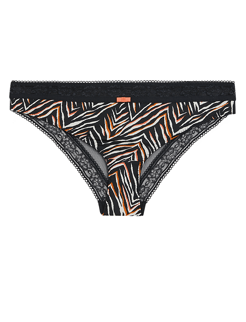 Zebra Print Lace Trim Brazilian Knickers