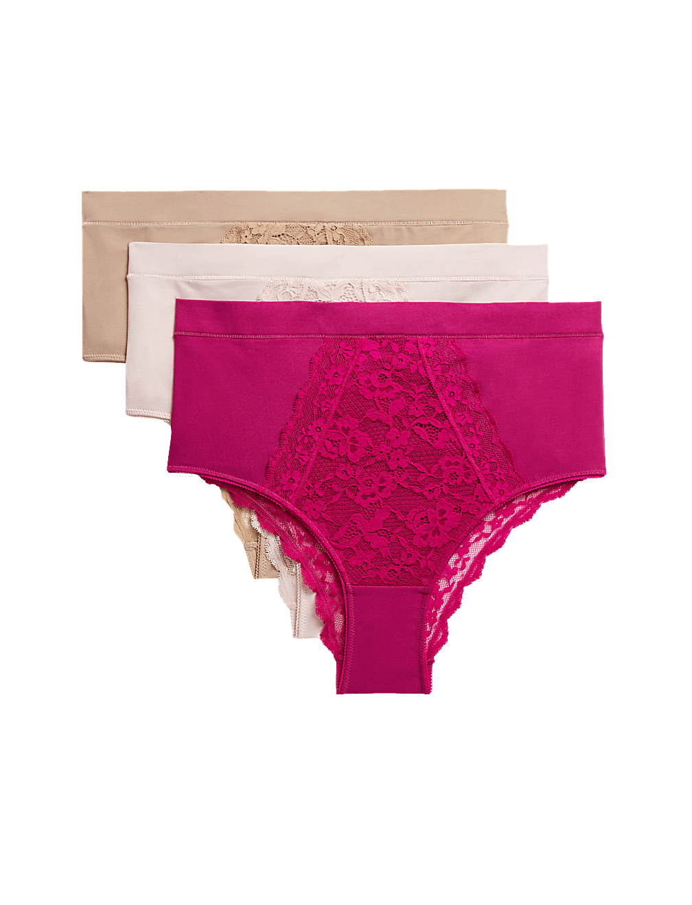 3pk Cotton Rich Lace Brazilian Stoma Knickers