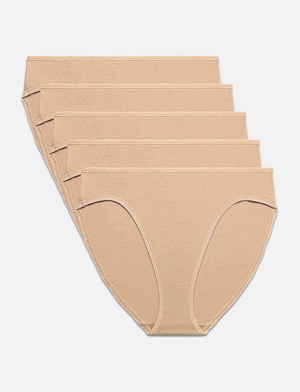 5pk Pure Cotton High Leg Knickers
