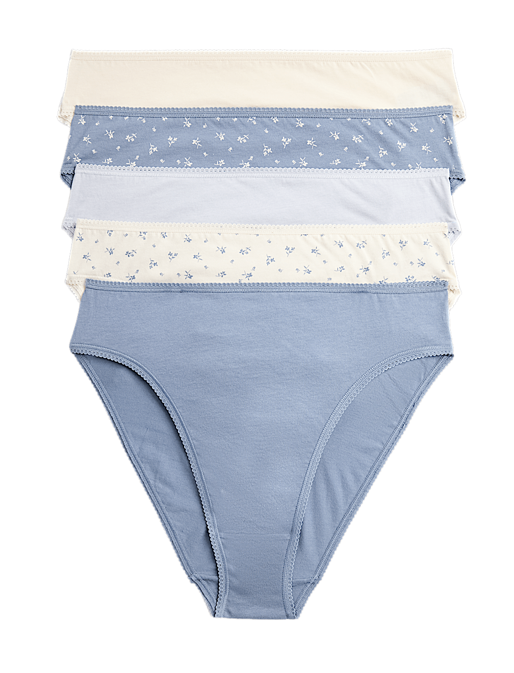 5pk Pure Cotton High Leg Knickers