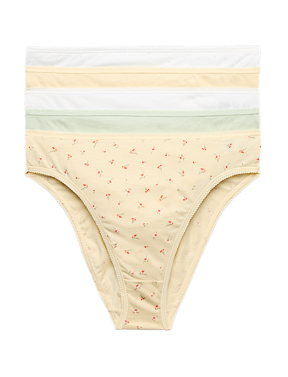 5pk Pure Cotton High Leg Knickers