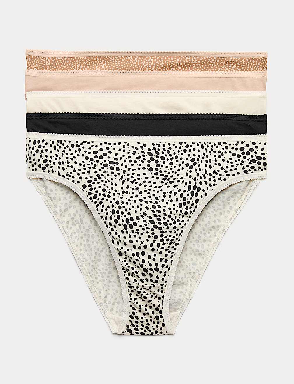 5pk Pure Cotton High Leg Knickers