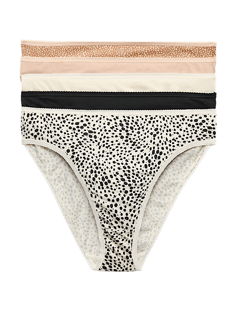 5pk Pure Cotton High Leg Knickers