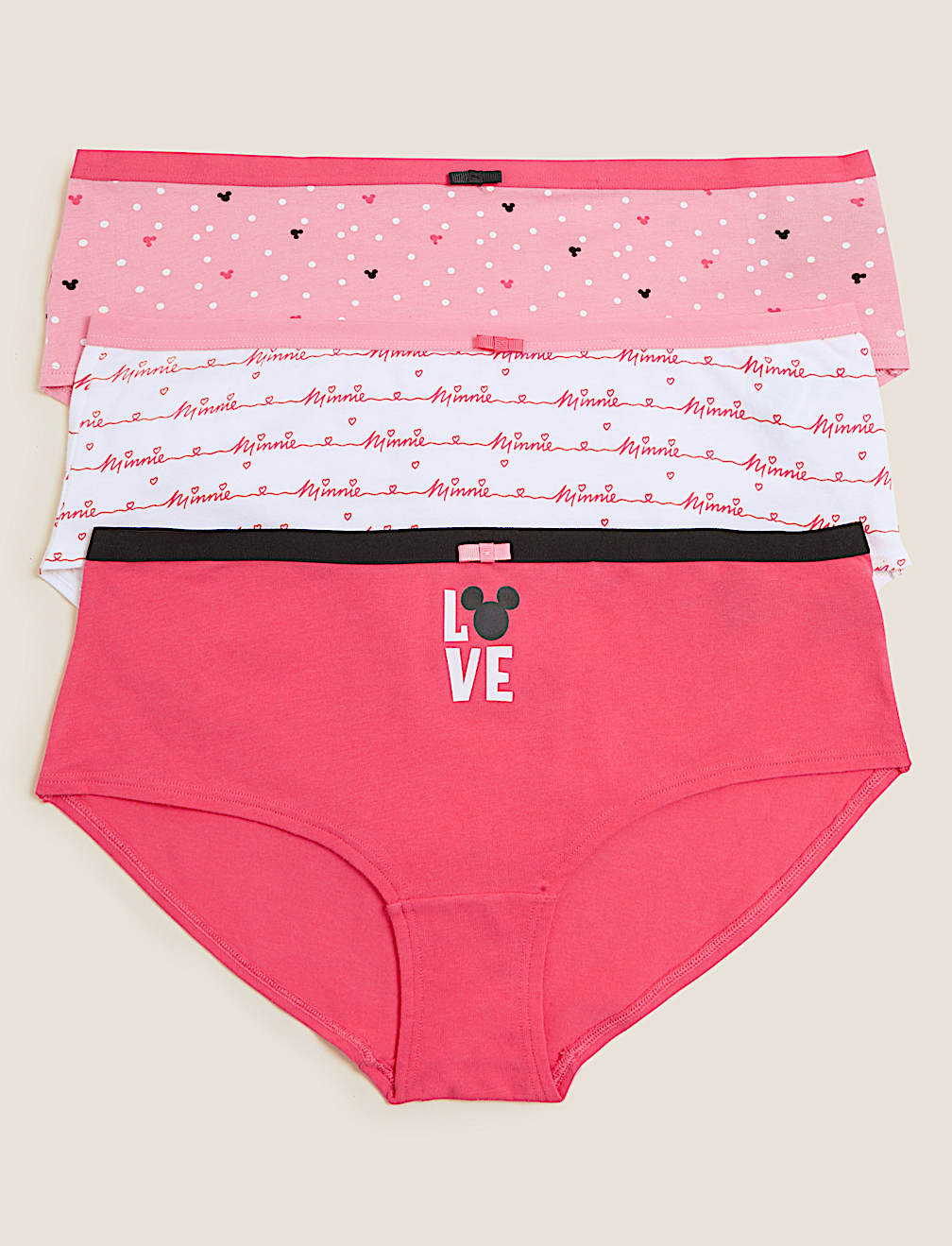 3pk Cotton Lycra® Minnie Mouse™ Printed Knicker Shorts