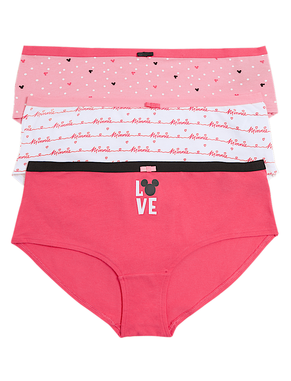 3pk Cotton Lycra® Minnie Mouse™ Printed Knicker Shorts
