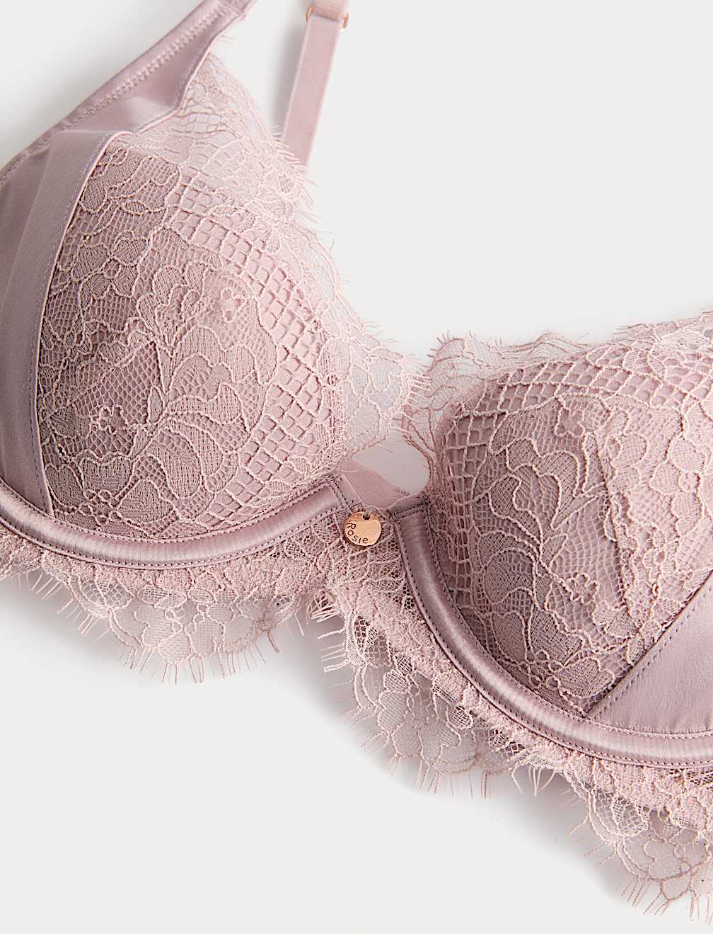 Saffron Satin & Lace Wired Plunge Bra (A-E)