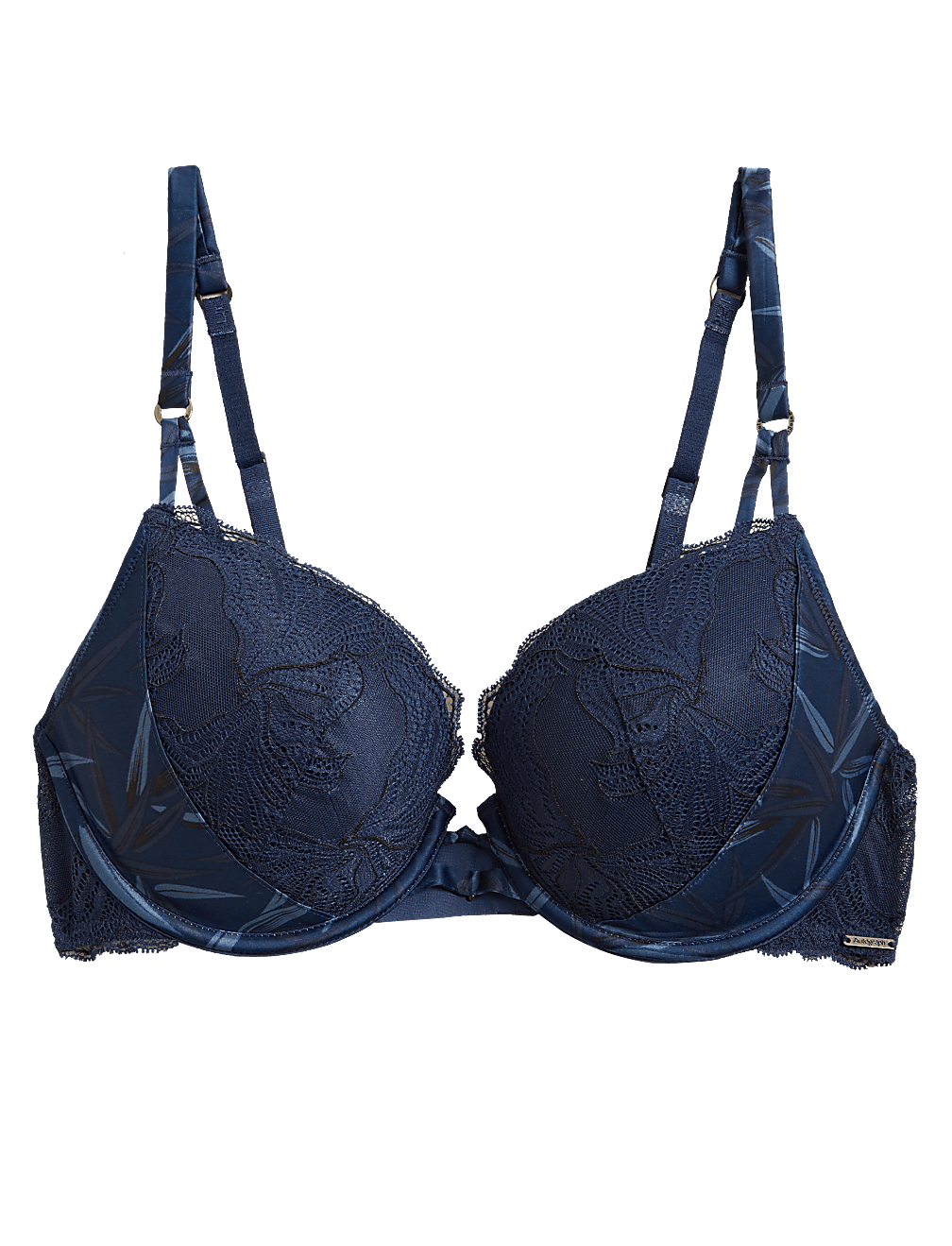 Graphic Floral Lace Underwired Plunge Bra A-DD