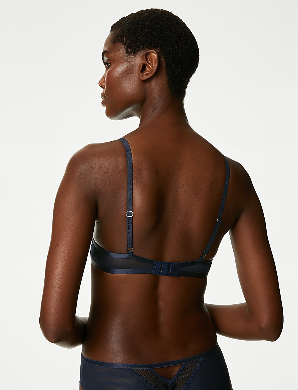 Mesh Striped Wired Plunge Bra A-E