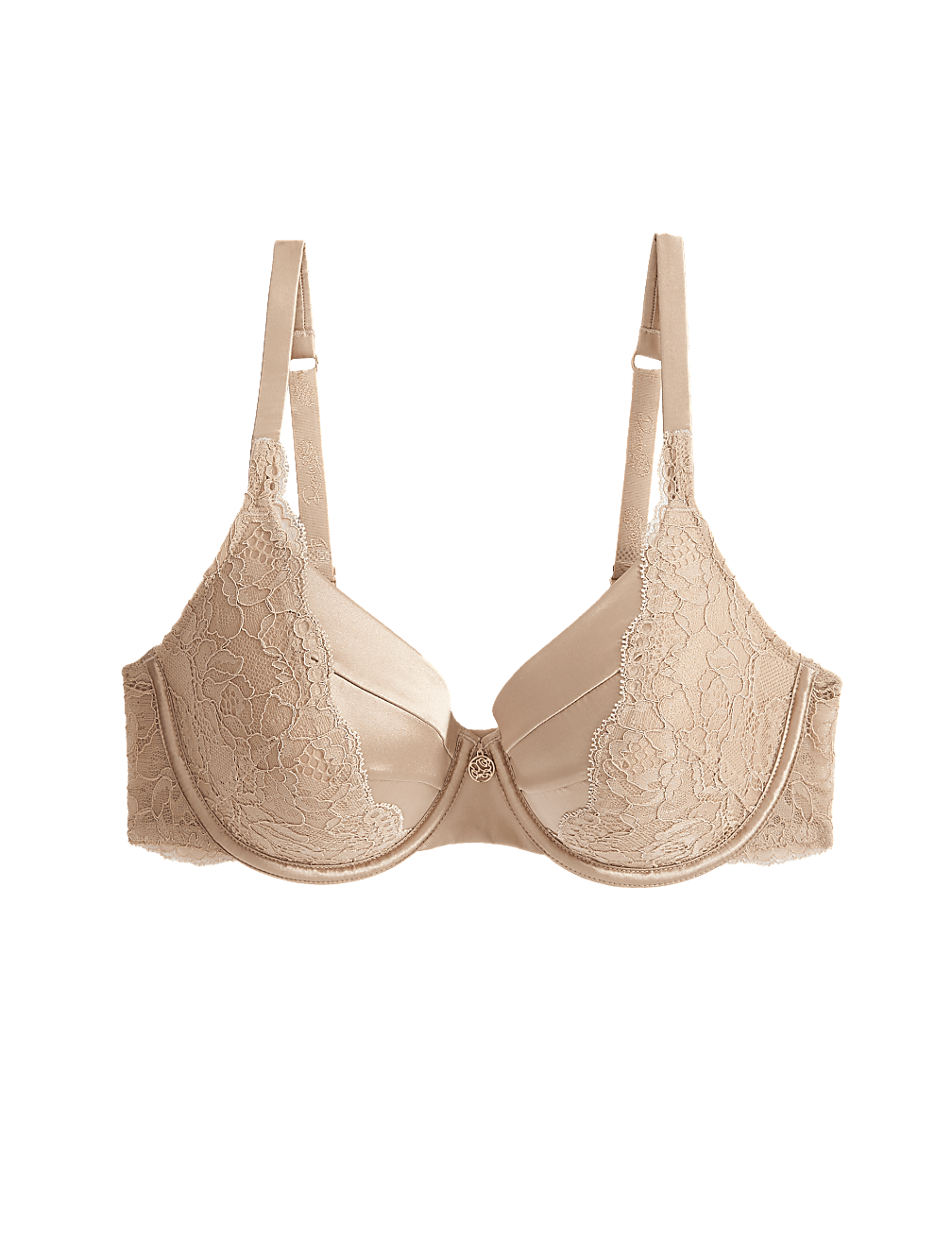Lace Wired Full Cup Bra With Silk A-E