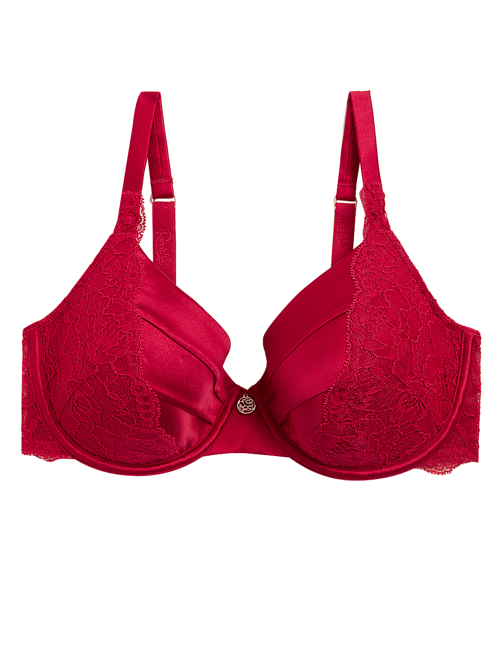Lace Wired Full Cup Bra With Silk A-E