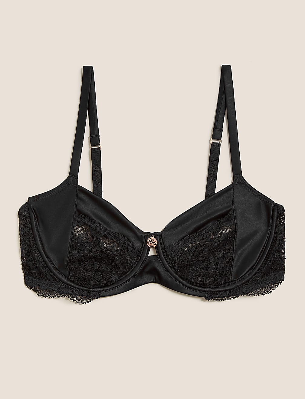 Silk & Lace Trim Non-Padded Balcony Bra
