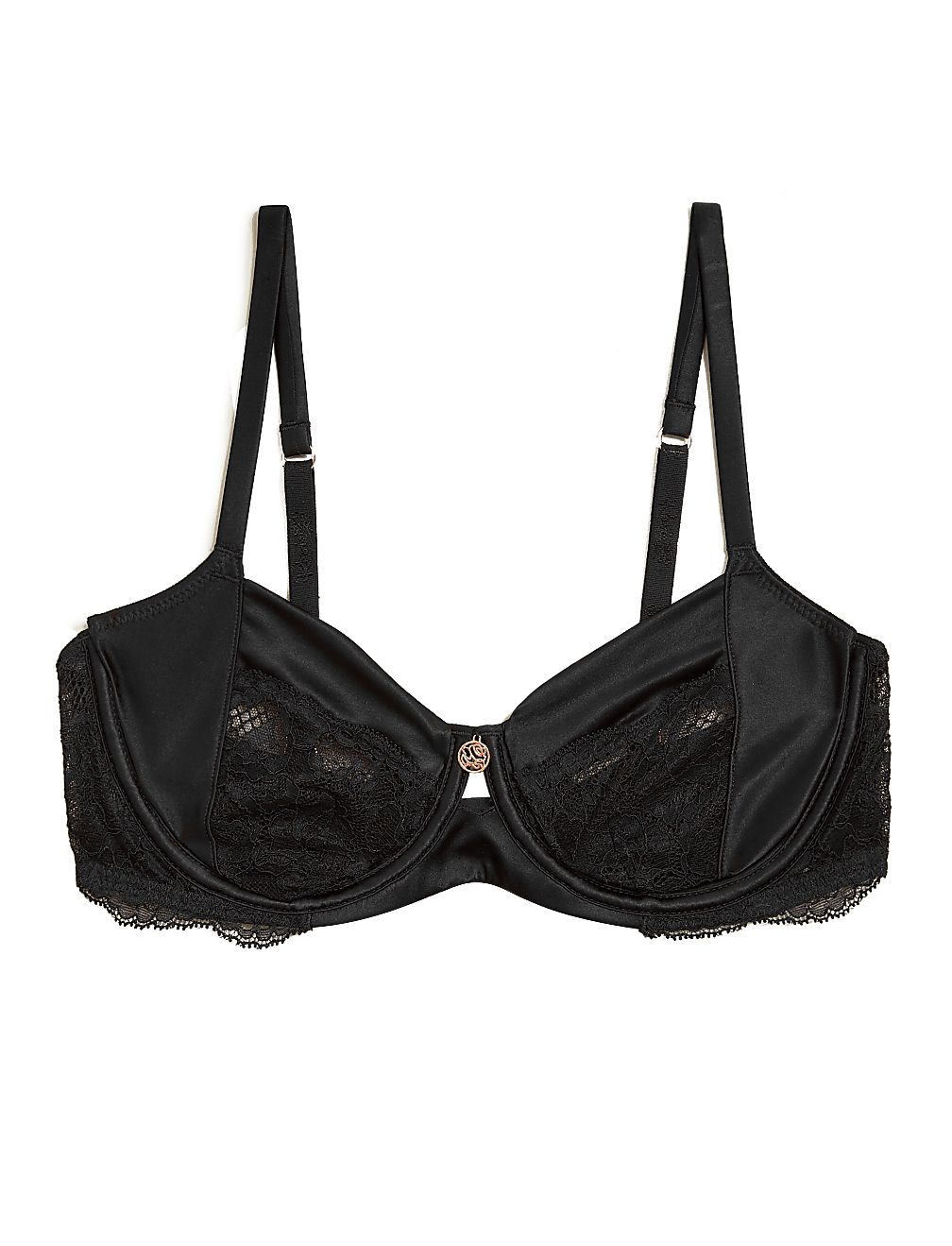 Silk & Lace Trim Non-Padded Balcony Bra
