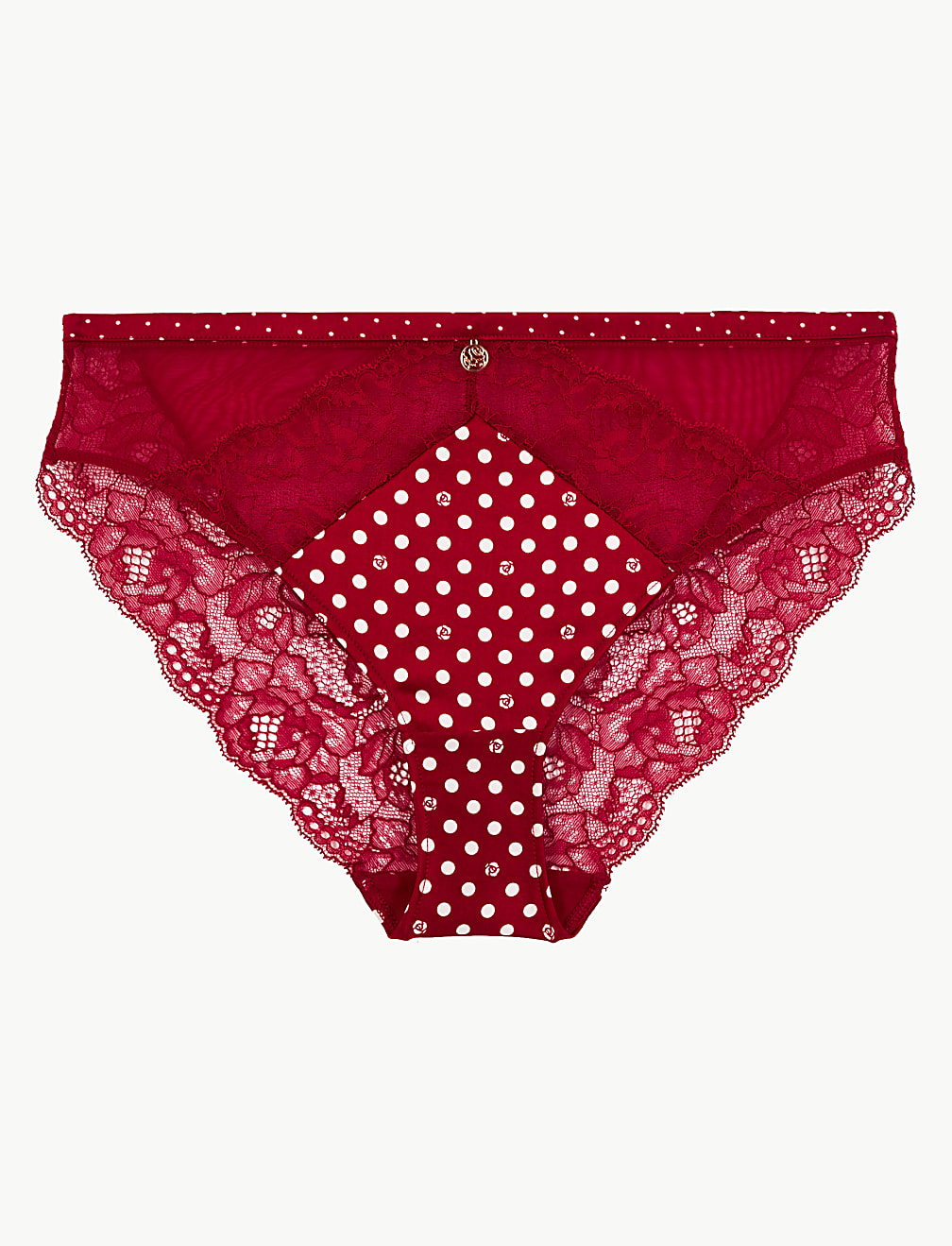 Silk & Lace Spot High Leg Knickers