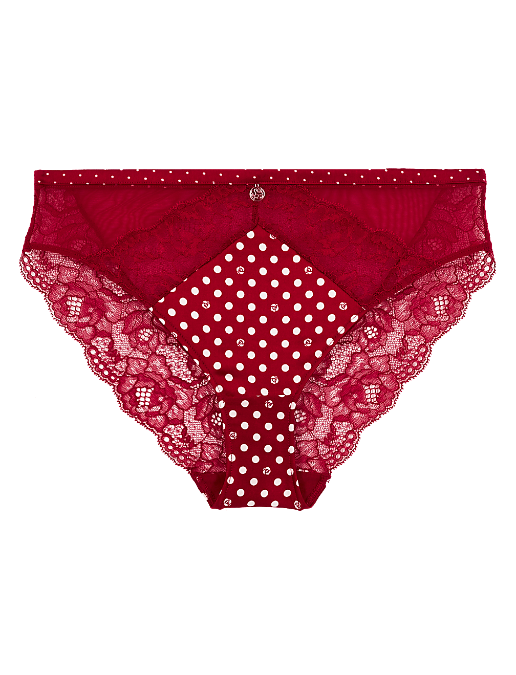 Silk & Lace Spot High Leg Knickers