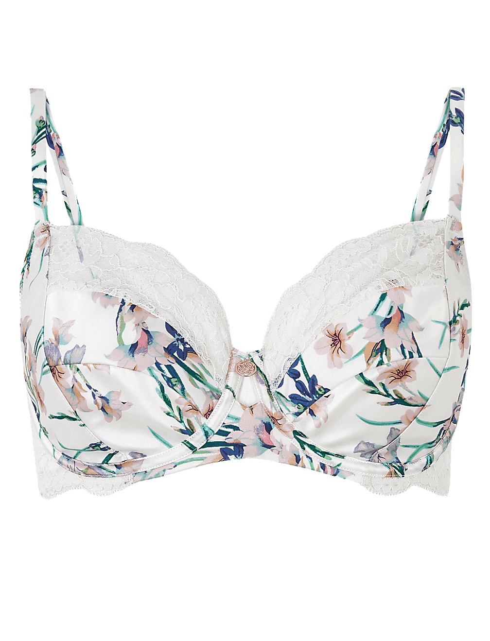 Silk & Lace Floral Non Padded Balcony Bra B-G