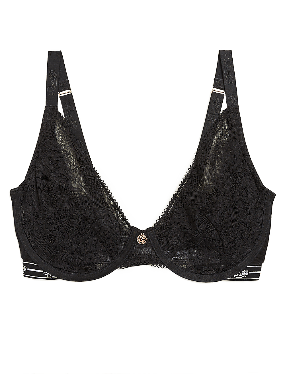 Lace Wired Non Padded Plunge Bra F-H