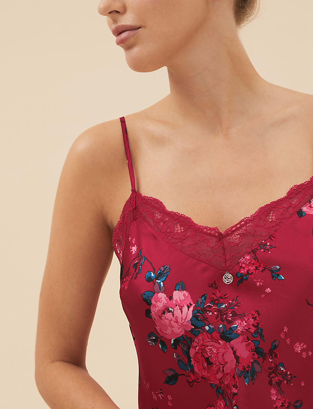 Rose Print Silk Cami