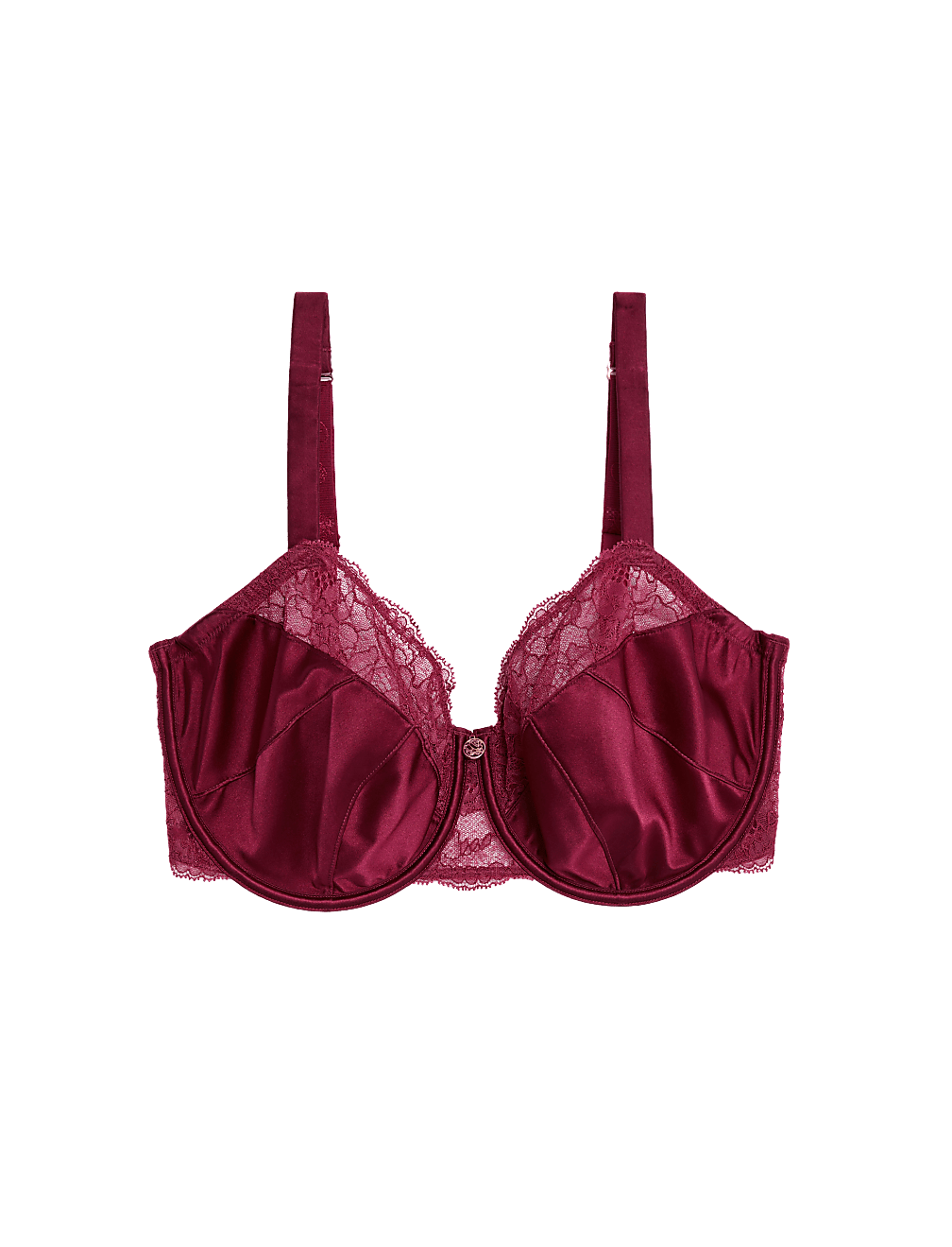 Claret Silk & Lace Wired Full Cup Bra F-H
