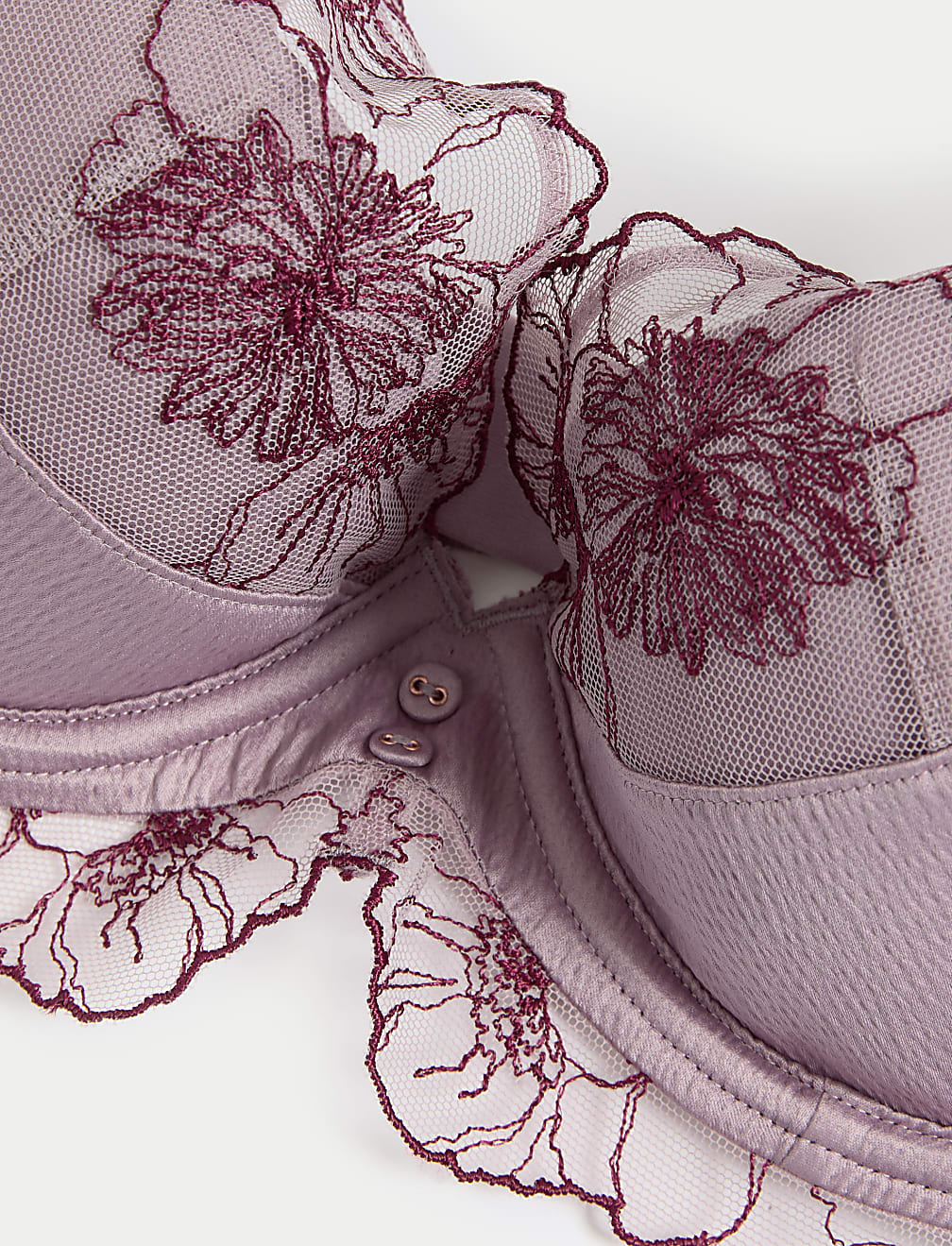 Zinnia Embroidery Wired Plunge Bra