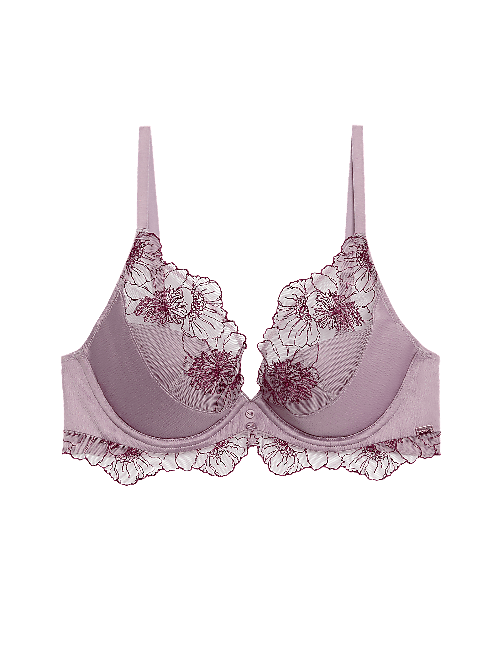 Zinnia Embroidery Wired Plunge Bra