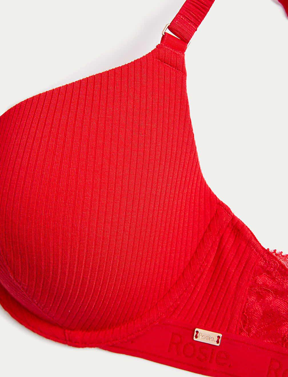 Rib & Lace Wired Full Cup Lounge Bra A-E