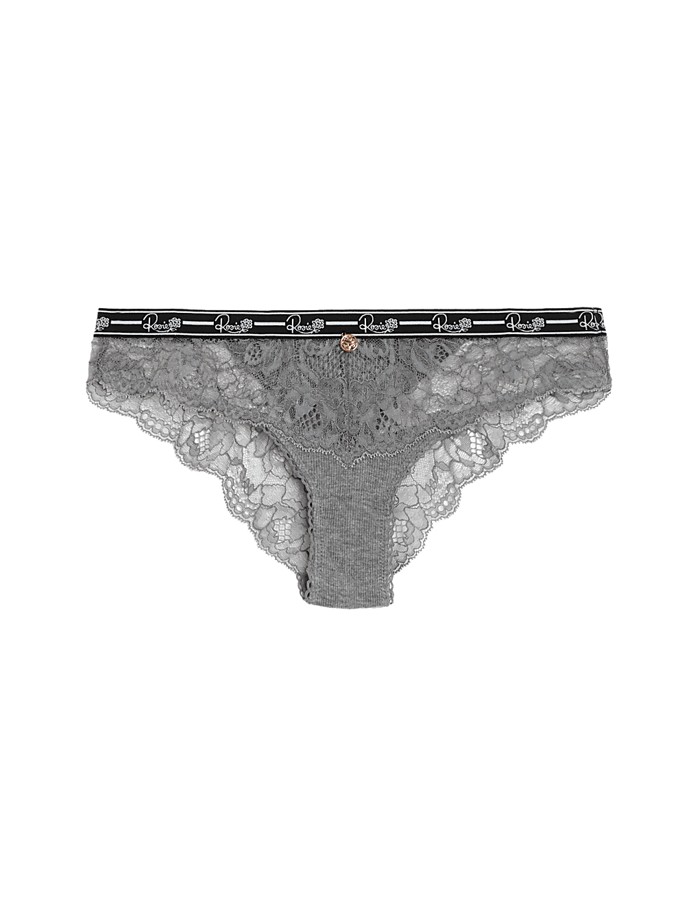 Ribbed & Lace Brazilian Knickers