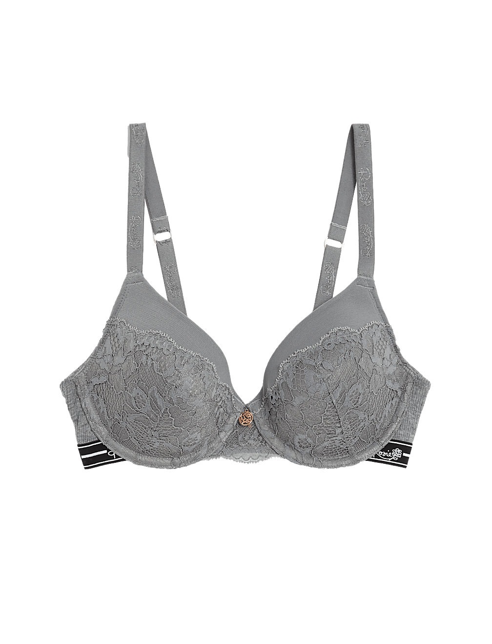 Ribbed & Lace Wired Full Cup Bra