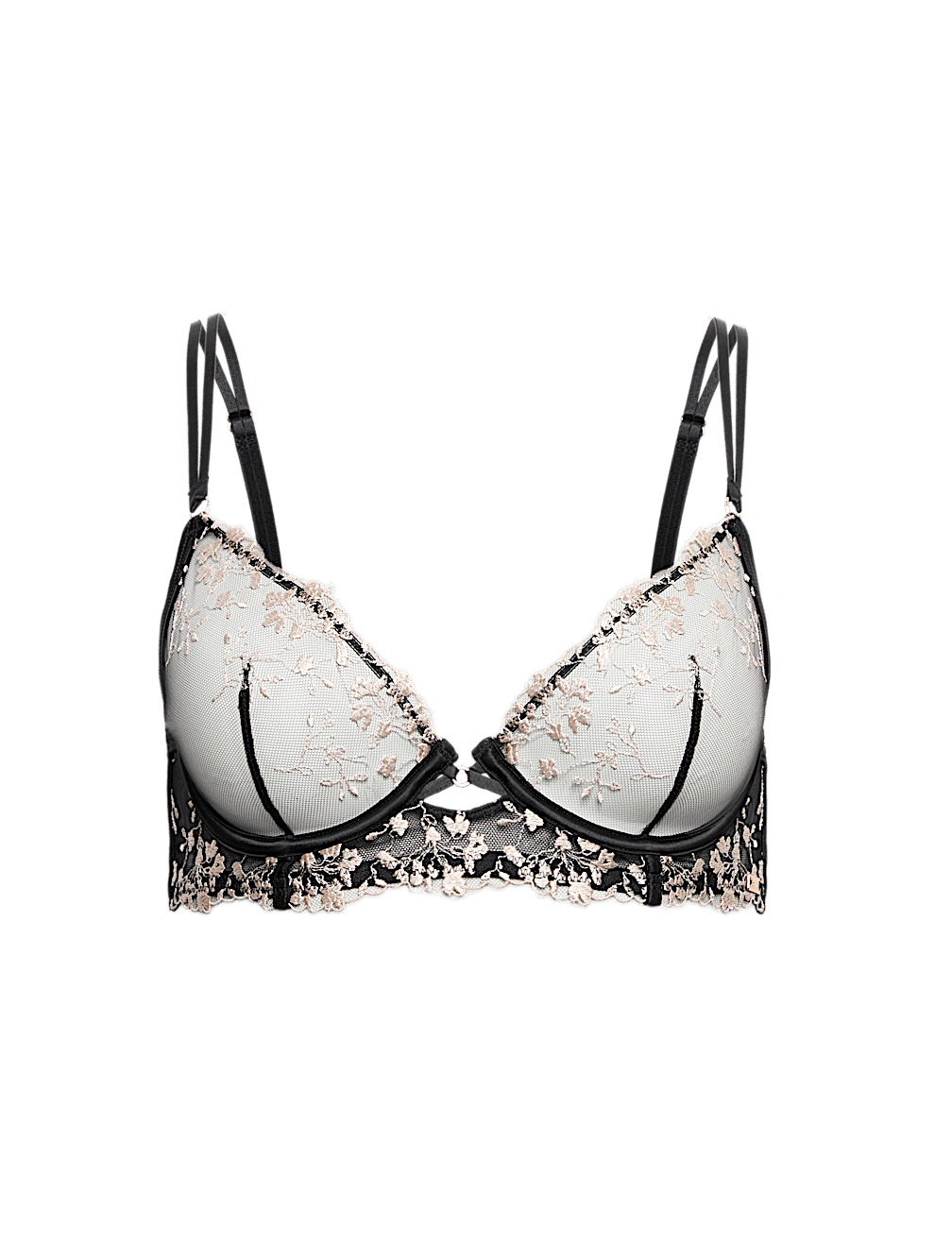 Flora Mesh Embroidered Wired Plunge Bra (A-E)
