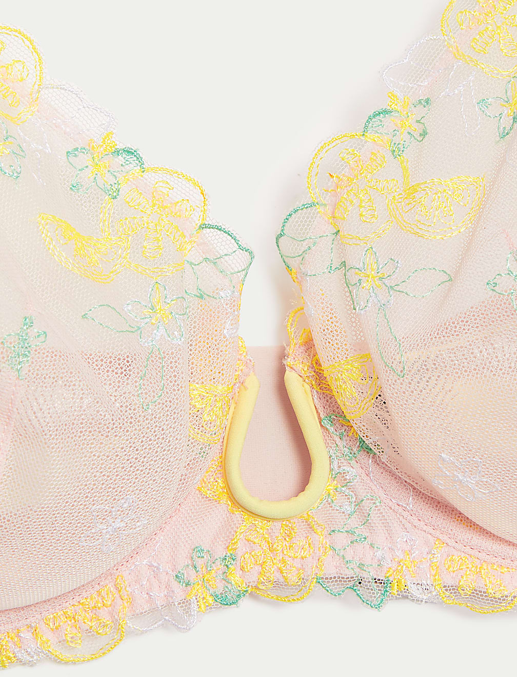 Abella Embroidered Mesh Wired Plunge Bra