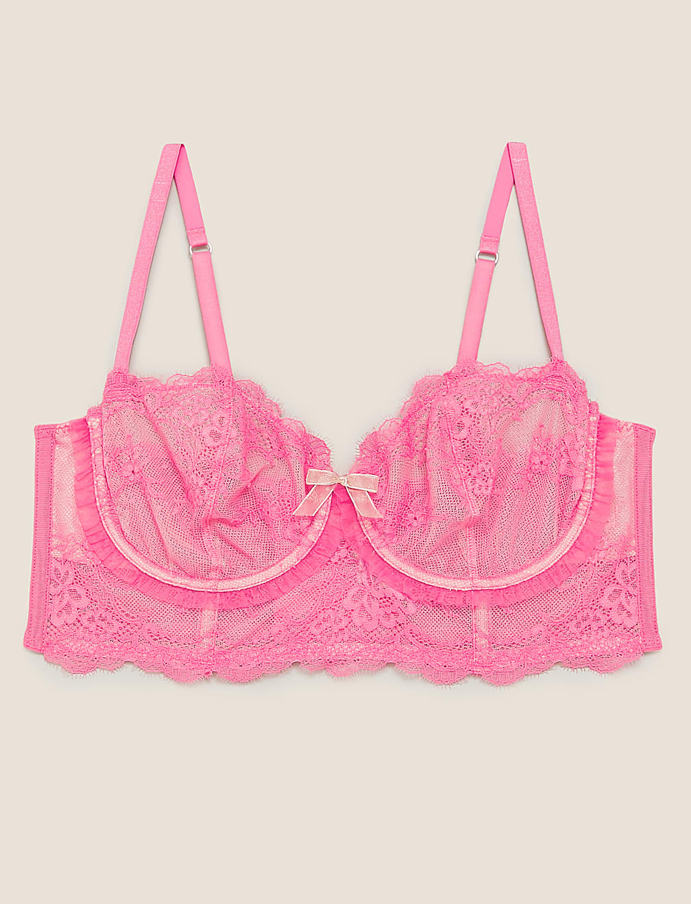 Eyelash Lace Underwired Balcony Bustier A-E