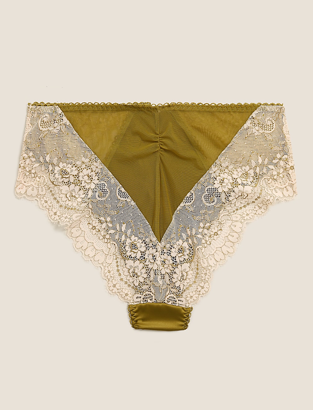 Satin & Lace High Waisted Brazilian Knickers